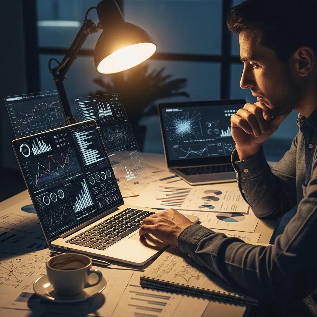 Individual analyzing data for effective decision-making strategies